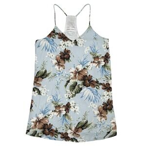 Tropical Spaghetti Strap Tank Top Women's Small Blue Brown Saved By The Dress